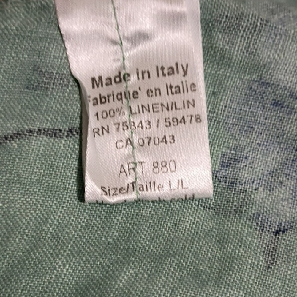 Terzo Millennio 100% Linen Floral Blue and Green Women's Tunic Size L - Picture 7 of 9
